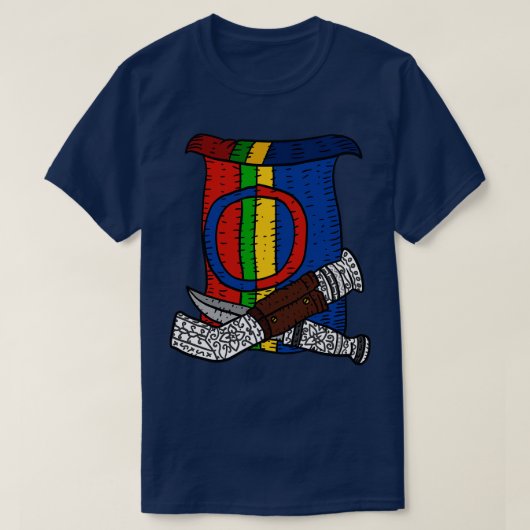 伝統芸能を持つサーミ人のために描かれた旗手 Tシャツ (デザイン正面)