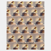 「伝統蓄音音」 フリースブランケット (正面)