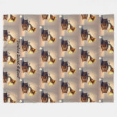 「伝統蓄音音」 フリースブランケット (正面(横))