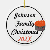 伝言と日付をバックにした寿司オーナメント セラミックオーナメント (裏面)