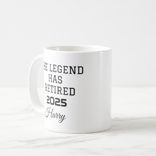 伝説が持つ引退退職した コーヒーマグカップ (正面左)