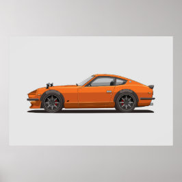 伝説のクラシック オレンジ 240z フェアレディ バグ ポスター