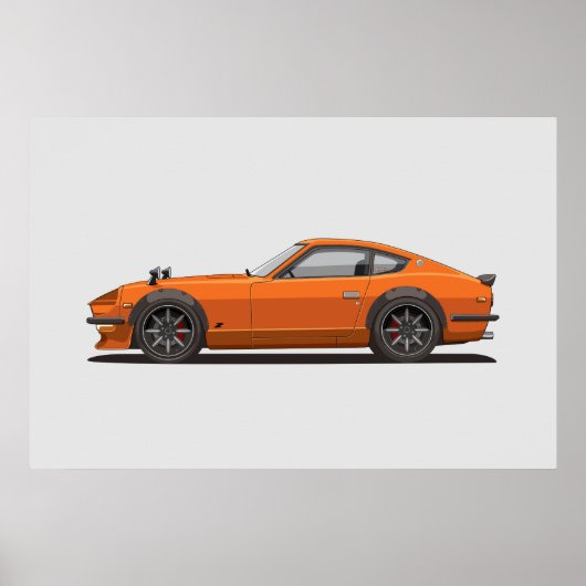 伝説のクラシック オレンジ 240z フェアレディ バグ ポスター (正面)