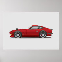 伝説のクラシック レッド 240z フェアレディ バグ ポスター