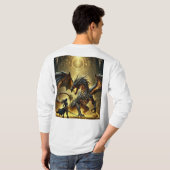 伝説のクラッシュ：溶融金ゴールドドラゴン&ウォリアー Tシャツ (裏面フル)