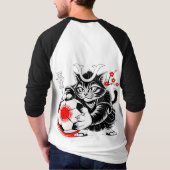 伝説のサムライ サッカー 猫 スポーツ カジュアルギア Tシャツ (裏面)