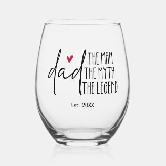 伝説のパパガラスギフトとハート飲み物用品セット ステムなしワイングラス
