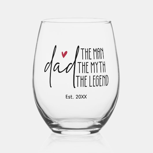 伝説のパパガラスギフトとハート飲み物用品セット ステムなしワイングラス (正面)