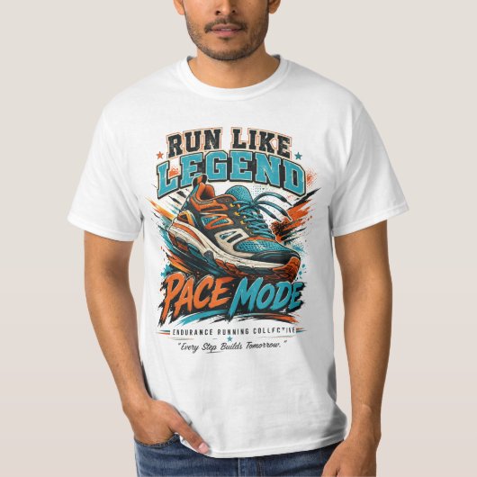 伝説のペースモード レトロランニングシューズアート Tシャツ (正面)
