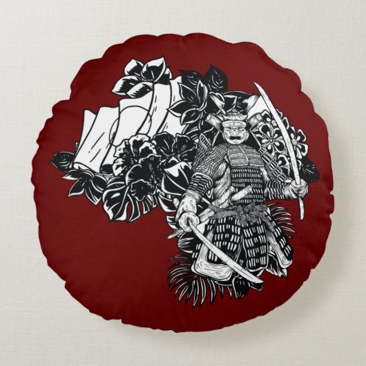 伝説の侍戦士のカタナデザイン ラウンドクッション (正面)