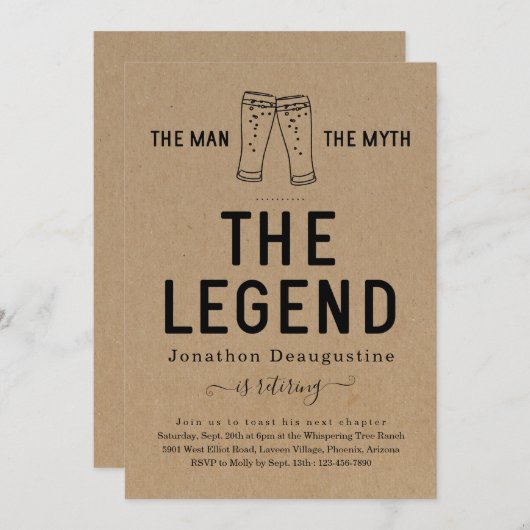 伝説の引退を神話の男おもしろい 招待状 (正面/裏面)