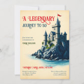 伝説の旅ヴィンテージ城50誕生日 招待状 (正面)
