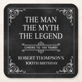 伝説の男の100歳の誕生日 スクエアペーパーコースター
