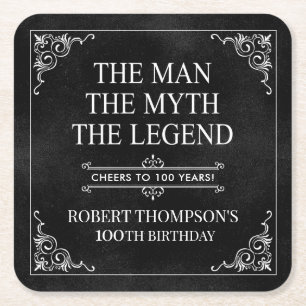 伝説の男の100歳の誕生日 スクエアペーパーコースター