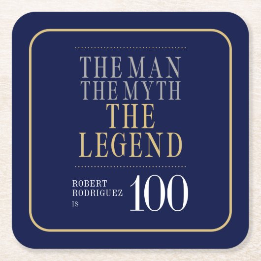 伝説の男の100歳の誕生日 スクエアペーパーコースター (正面)