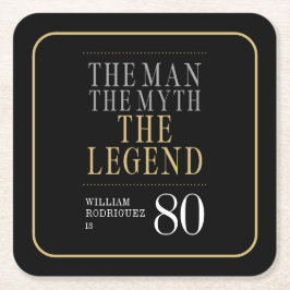 伝説の男の80歳の誕生日 スクエアペーパーコースター