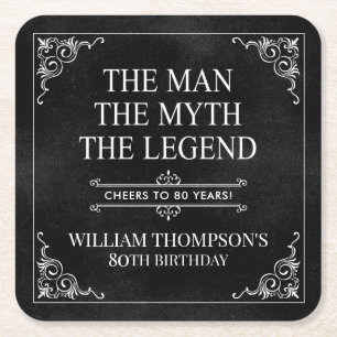 伝説の男の80歳の誕生日 スクエアペーパーコースター