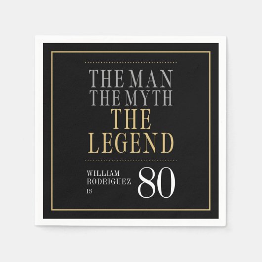 伝説の男の80歳の誕生日 スタンダードカクテルナプキン (正面)