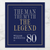 伝説の男の80歳の誕生日 ワインラベル (シングルラベル)
