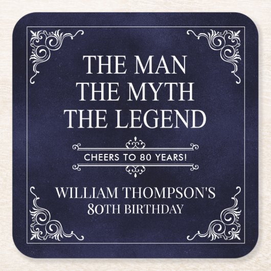 伝説の男の85歳の誕生日 スクエアペーパーコースター (正面)