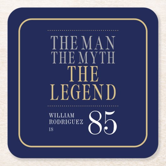 伝説の男の85歳の誕生日 スクエアペーパーコースター (正面)
