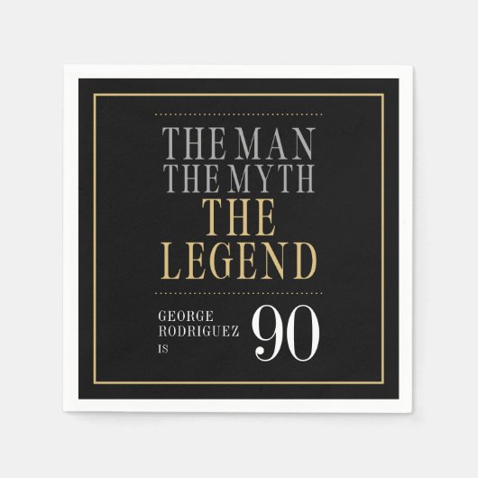 伝説の男の90歳の誕生日 スタンダードカクテルナプキン (正面)