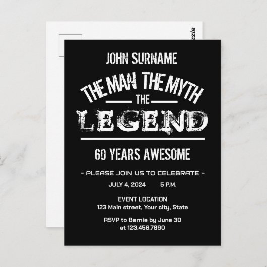 伝説の男 誕生日最高！ ポストカード (正面/裏面)