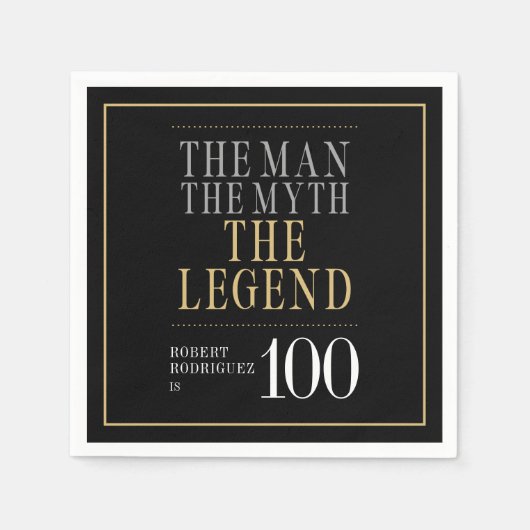 伝説の男 100歳の誕生日 スタンダードカクテルナプキン (正面)