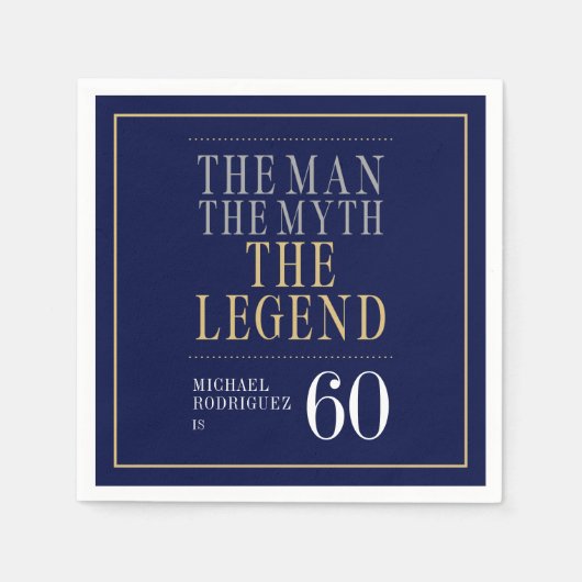 伝説の男 60歳 誕生日 スタンダードカクテルナプキン (正面)