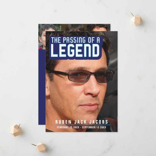 伝説の葬儀の写真の青の記念碑の通過 案内状 (正面/裏面インサイチュ)