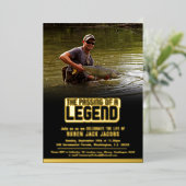 伝説の葬儀の通過ブルーグレー金ゴールドメモリアル 箔招待状 (立ち正面)