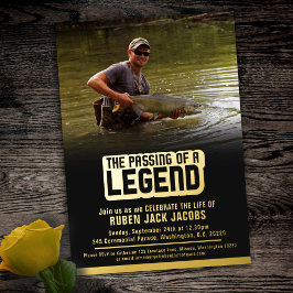 伝説の葬儀の通過ブルーグレー金ゴールドメモリアル 箔招待状