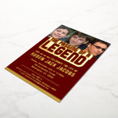 伝説の葬儀ダークレッド記念箔の通過 箔招待状 (回転した状態)