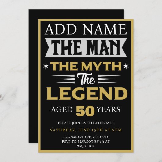 伝説の誕生日パーティー神話の男 招待状 (正面/裏面)
