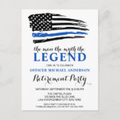 伝説の警察の細い青い線の退職 インビテーションポストカード (正面)