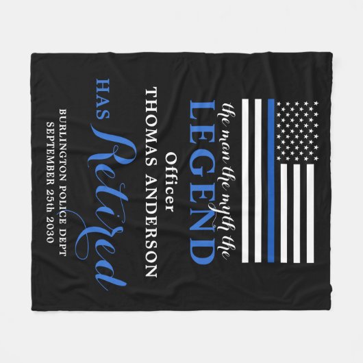 伝説の警察の細い青い線の退職 フリースブランケット (正面(横))