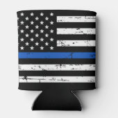 伝説の青い線退職したをパーソナライズされた取り締まる 缶クーラー (裏面)