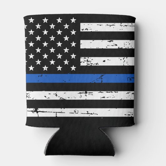 伝説の青い線退職したをパーソナライズされた取り締まる 缶クーラー (裏面)