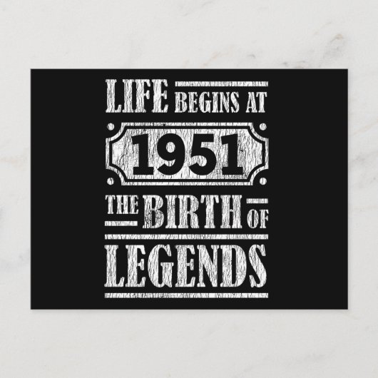 伝説の1951年生まれ 74歳の誕生日おめでとう ポストカード (正面)