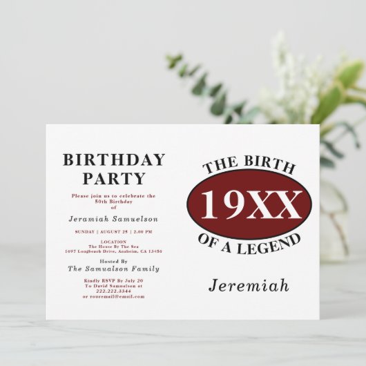 伝説の50歳の誕生日パーティー誕生のレトロ 招待状 (スタンド正面)