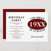 伝説の50歳の誕生日パーティー誕生のレトロ 招待状 (正面/裏面)