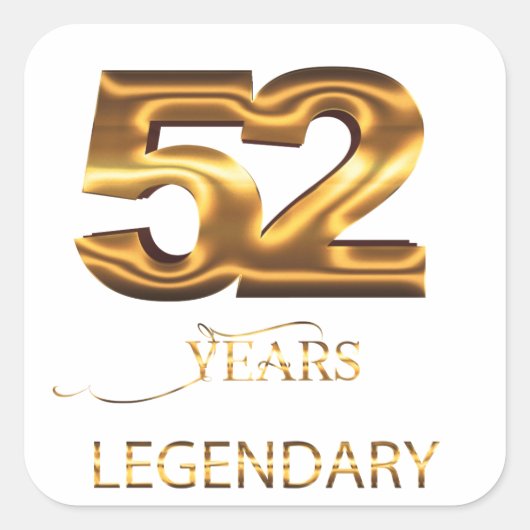 伝説の52周年ステッカー スクエアシール (正面)