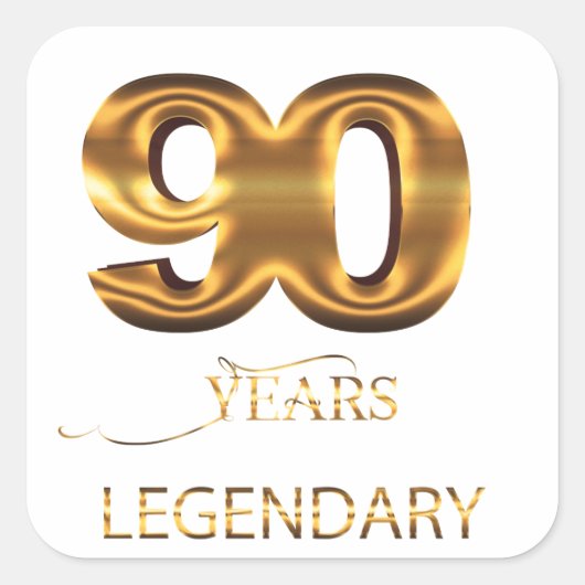伝説の90周年ステッカー スクエアシール (正面)