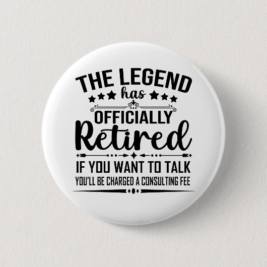 伝説は正式に引退退職したを果たした 缶バッジ (正面)