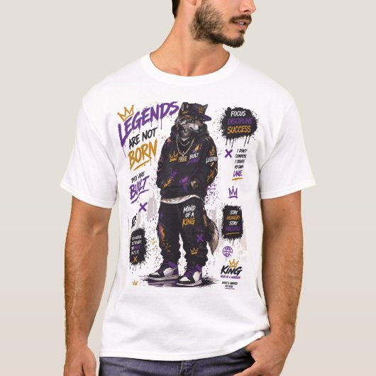 「伝説は生まれない」名言ストリートウェアTシャツ Tシャツ (正面)