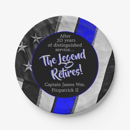 伝説は警察の引退パーティー ペーパープレート (正面)