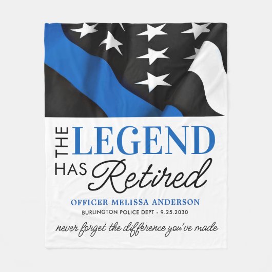 伝説は青退職した旗の警察の引退を持つ フリースブランケット (正面)