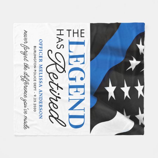 伝説は青退職した旗の警察の引退を持つ フリースブランケット (正面(横))