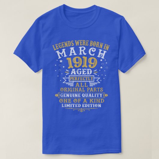 伝説は1919生まれ年3月103歳 Tシャツ (デザイン正面)