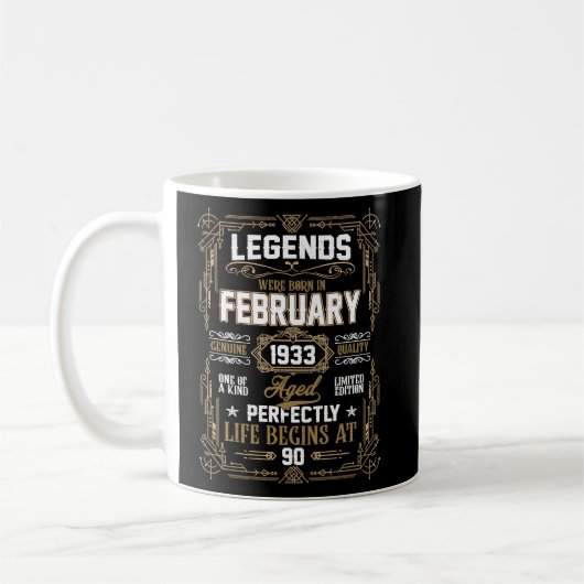 伝説は1933生まれ年2月90誕生日にあった コーヒーマグカップ (左)